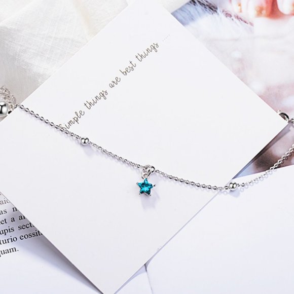 NEW 925 Sterling Silver Crystal Star Bracelet - Picture 6 of 8